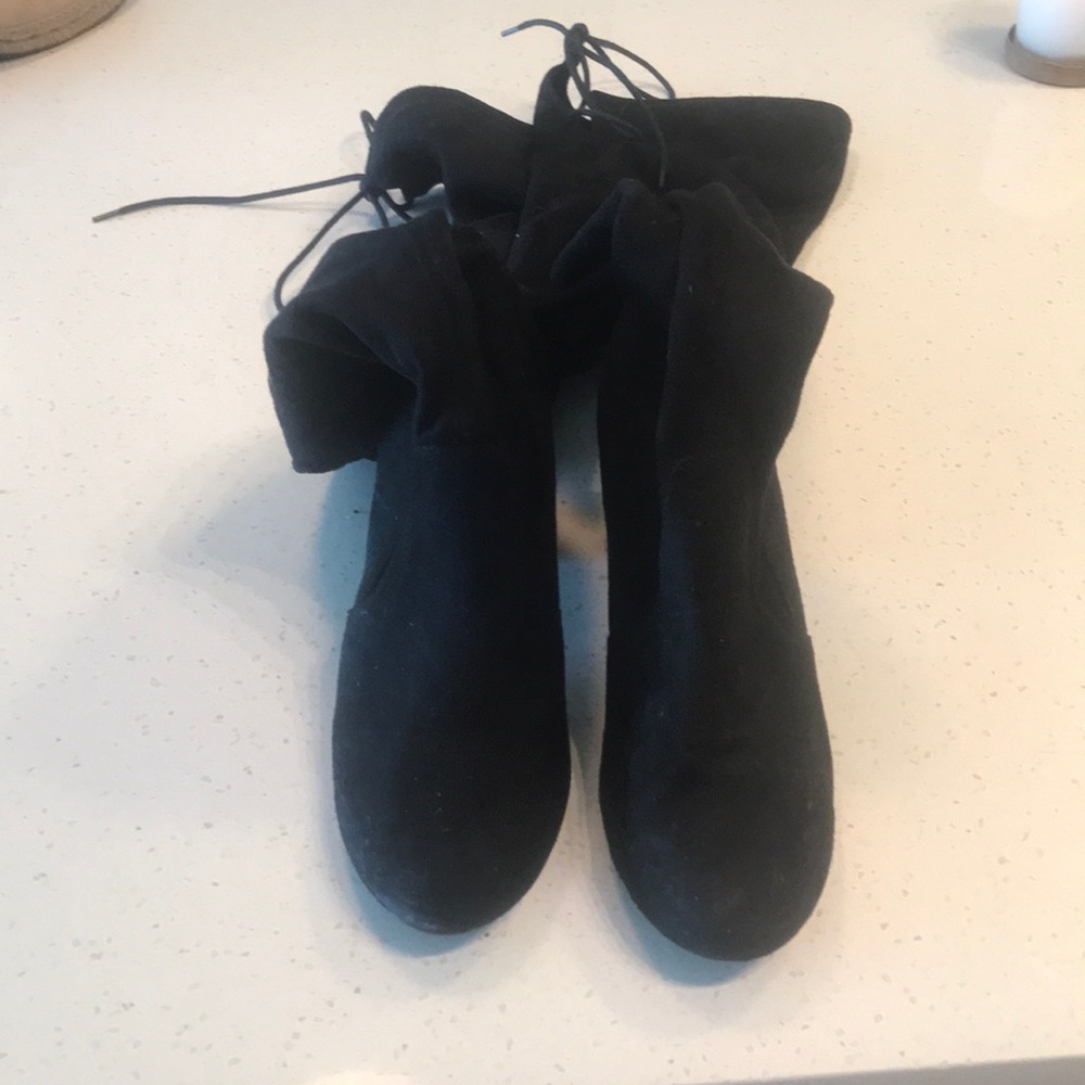 black suede over the knee boots